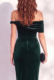 Burgundy Bodycon Off the Shoulder Midi Velvet Cocktail Dress