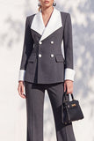 Berlin Blue Pantsuits Two Piece Long Sleeves Covered Button Women Suits