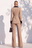 Berlin Blue Pantsuits Two Piece Long Sleeves Covered Button Women Suits
