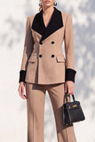 Berlin Blue Pantsuits Two Piece Long Sleeves Covered Button Women Suits