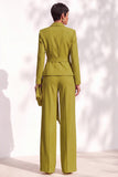 Brown Pantsuits Shawl Lapel Long Sleeves Sash Women Suits