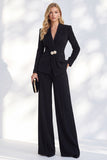Berlin Blue Pantsuits V-Neck Ruched Long Women Suits