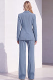 Berlin Blue Fitted Notched Lapel Long Sleeves Women Formal Suits