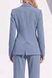 Berlin Blue Fitted Notched Lapel Long Sleeves Women Formal Suits