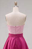 A-Line Navy Purple Satin Sweetheart Ruffled Homecoming Dress with Bow