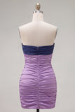 Red Orange Sweetheart Ruched Keyhole Bodycon Short Homecoming Dress