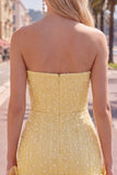 Strapless Blue Bodycon Pearls Homecoming Dress with 3D Flowers