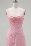 Yellow Bodycon Ruched Spaghetti Straps Floral Embroidery Homecoming Dress