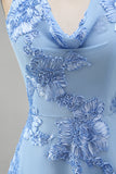 A-Line Yellow Floral Halter Backless Short Formal Dress