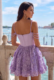 Yellow Corset Ruched Floral Spaghetti Straps A-Line Homecoming Dress with Beading