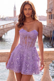 Pink Sheer Corset Floral A-Line Sweetheart Lace Up Back Homecoming Dress with Beading