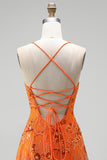 A-Line Red Sequins Lace Up Back Spaghetti Straps Short 80s Homecoming Dress