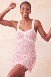 Brown Bodycon Sequins Fringed Short Homecoming Dress with Pearls