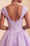 Mint Green A-Line Single Breasted Short Homecoming Dress with Cap Sleeves