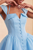 Mint Green A-Line Single Breasted Short Homecoming Dress with Cap Sleeves