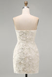 Ivory Sweetheart Short Bodycon Homecoming Dress with Sequins