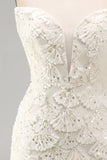 Ivory Sweetheart Short Bodycon Homecoming Dress with Sequins