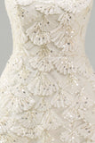 Ivory A-Line Square Neck Short Homecoming Dress with Sequins