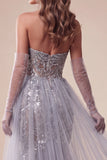 Sweetheart Dusty Blue Sequins Mermaid Long Pageant Dress with Train