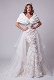 Mermaid White Sequins Off the Shoulder Long Pageant Dress with Train