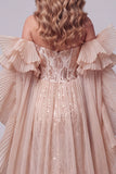 Champagne Sweetheart Mermaid Sequins Long Pageant Dress with Train