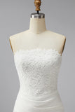Strapless White Bodycon Mini Bridal Shower Dress with Lace