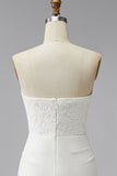 Strapless White Bodycon Mini Bridal Shower Dress with Lace