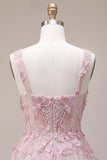 Lilac Square Neck A-Line Pearls Short Homecoming Dress with Floral Embroidery