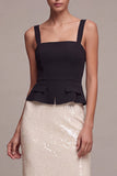Black and White Mermaid Square Neck Sequins Long Formal Dress