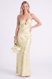 Mermaid Daffodil Floral Spaghetti Straps Keyhole Long Bridesmaid Dress