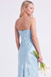 Mermaid Daffodil Floral Spaghetti Straps Keyhole Long Bridesmaid Dress