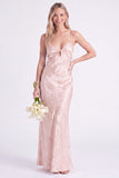 Mermaid Daffodil Floral Spaghetti Straps Keyhole Long Bridesmaid Dress