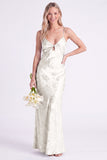 Mermaid Daffodil Floral Spaghetti Straps Keyhole Long Bridesmaid Dress
