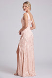 Mermaid Green V-Neck Floral Corset Ruched Long Bridesmaid Dress with Slit