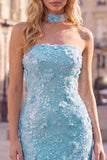 Gold Strapless Sequins Bodycon Short Homecoming Dress with Lace Up Back