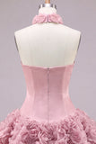Strapless Rose Corset Bubble Hem Floral A-Line Short Homecoming Dress