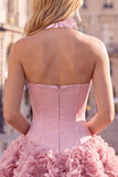Strapless Rose Corset Bubble Hem Floral A-Line Short Homecoming Dress
