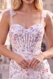 Lilac Bodycon Sequins Tiered Ruffled Corset Short Homecoming Dress