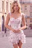 Lilac Bodycon Sequins Tiered Ruffled Corset Short Homecoming Dress