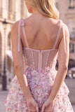 Lilac A-Line Tiered Ruffled Corset Sequins Short Homecoming Dress