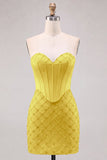 Sweetheart Blue Corset Bodycon Beaded Short Homecoming Dress