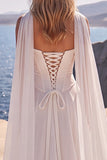 Strapless White Basque Waist Corset A-Line Long Wedding Dress