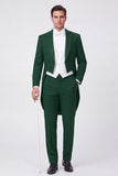 Black Peak Lapel 3 Piece Single Breasted Men's Prom Suits