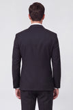 2 Piece Black Peak Lapel One Button Appliqued Men's Prom Suits with Beading