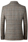 Coffee Notched Lapel Single Breasted Men's Blazer Jacket