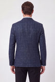 Navy Notch Lapel Single Breasted Men's Prom Blazer Jacket
