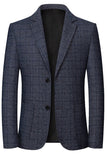 Navy Notch Lapel Single Breasted Men's Prom Blazer Jacket