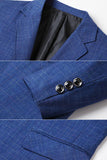 Blue Single Breasted Notch Lapel Men's Blazer Jacket
