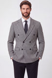 Black Double Breasted Notched Lapel Men's Blazer
