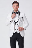 3 Piece Red Shawl Lapel One Button Men's Prom Suits